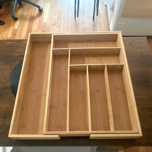Expandable Bamboo Utensils Office Organizing Tray Drawer - Picture 5 of 6